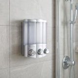 Gray Heavy Duty Plastic Three Chamber Wall Mount Soap Dispenser