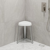 18"  White Aluminum And Heavy Duty Plastic Corner Shower Bench