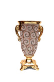 15" Gold Geometric Amphora Ceramic Table Vase With Faux Crystal Embellishments