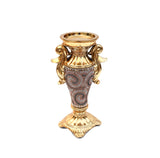 10" Gold Geometric Amphora Ceramic Table Vase With Faux Crystal Embellishments