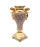 15" Gold Geometric Amphora Ceramic Table Vase With Faux Crystal Embellishments
