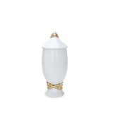 13" White and Gold Abstract Urn Ceramic Ginger Jar