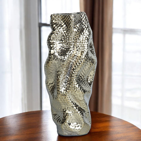 20" Gold Abstract Ceramic Table Vase