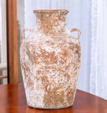 12" Terracotta and White Abstract Amphora Ceramic Table Vase