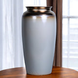 21" Gray and Gold Ombre Cylinder Ceramic Table Vase