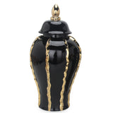 19" Black and Gold Striped Urn Ceramic Ginger Jar