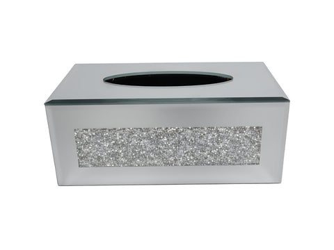 Silver Mirrored Glass Bling Tissue Box Cover