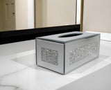 Silver Mirrored Glass Bling Tissue Box Cover