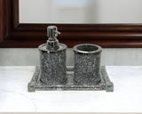 Three Piece Clear And Silver Glass Bling Bathroom Accessory Set