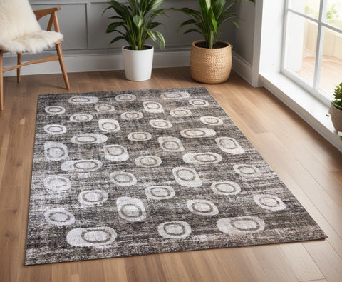 4' X 6' Brown and Beige Abstract Area Rug