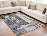 5' X 8' Gray Brown and Beige Abstract Area Rug