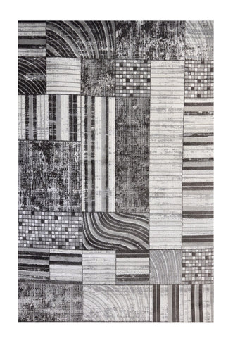 7' X 10' Gray Brown and Beige Abstract Area Rug