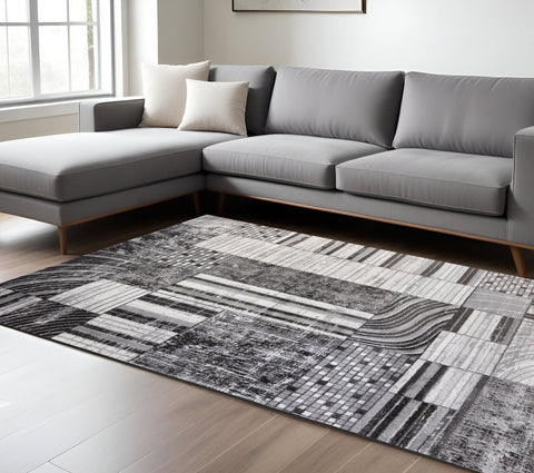 8' X 11' Gray Brown and Beige Abstract Area Rug