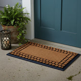 18" X 30" Beige and Black Rubber and Coir Outdoor Door Mat
