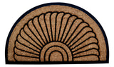 24" X 36" Beige and Black Rubber and Coir Outdoor Semi Circle Door Mat