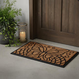 18" X 30" Beige and Black Rubber and Coir Outdoor Door Mat
