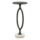 25" Bronze And White Aluminum Round Pedestal End Table
