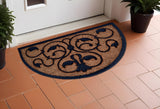 30" X 48" Beige and Black Rubber and Coir Outdoor Semi Circle Door Mat