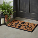 18" X 30" Beige and Black Rubber and Coir Outdoor Door Mat