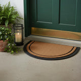 20" X 32" Beige and Black Rubber and Coir Outdoor Semi Circle Door Mat