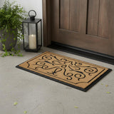 18" X 30" Beige and Black Rubber and Coir Outdoor Door Mat