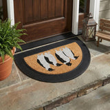 18" X 30" Beige and Black Rubber and Coir Outdoor Semi Circle Door Mat