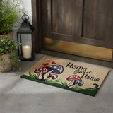18" X 30" Beige and Black Coir Mushrooms Home Sweet Home Outdoor Door Mat