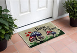 18" X 30" Beige and Black Coir Mushrooms Home Sweet Home Outdoor Door Mat