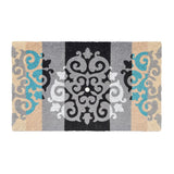 8' X 10' Blue and White Abstract Washable Non Skid Indoor Outdoor Area Rug