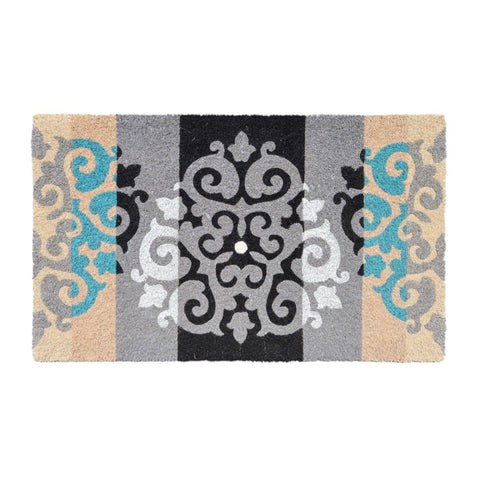 8' X 10' Blue and White Abstract Washable Non Skid Indoor Outdoor Area Rug