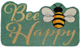 18" X 30" Beige and Green Coir Bees Outdoor Door Mat