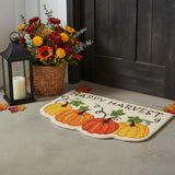 18" X 30" Beige and Orange Coir Pumpkins and Leaves Outdoor Thanksgiving Door Mat