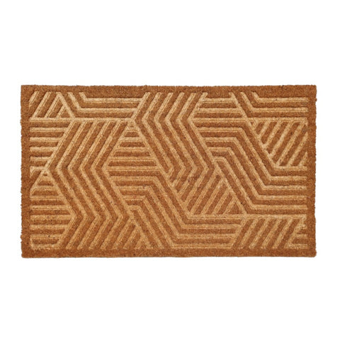 18" X 30" Beige and White Coir Outdoor Door Mat