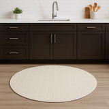 4' Cream And Ivory Geometric Round Rug