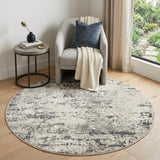 4' Gray Floral Power Loom Round Rug