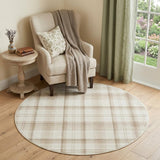 4' Ivory Plaid Power Loom Round Rug