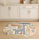 4' Ivory Animal Print Round Rug