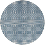 4' Blue Geometric Power Loom Round Rug
