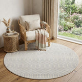 4' Gray Geometric Power Loom Round Rug
