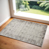2' X 3' Ivory and Gray Abstract Area Rug