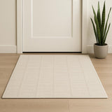 2' X 4' Cream And Ivory Geometric Area Rug