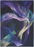 4' X 6' Blue Abstract Power Loom Non Skid Area Rug