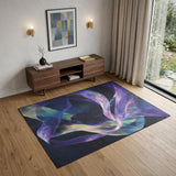 4' X 6' Blue Abstract Power Loom Non Skid Area Rug