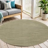 6' Green And Beige Round Abstract Indoor Outdoor Area Rug