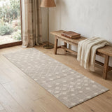 6' Beige Geometric Power Loom Runner Rug