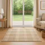 6' Tan Plaid Runner Rug