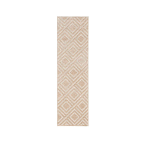 6' Beige Geometric Runner Rug