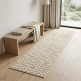 6' Beige Geometric Runner Rug