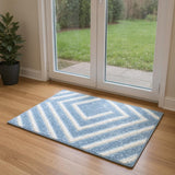 6' Blue Geometric Runner Rug