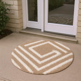 6' Brown Geometric Runner Rug